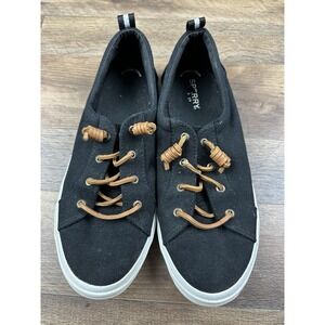 Sperry Crest Vibe Canvas Casual Top Sider Sneakers‎ Black Memory Foam Women's 11
